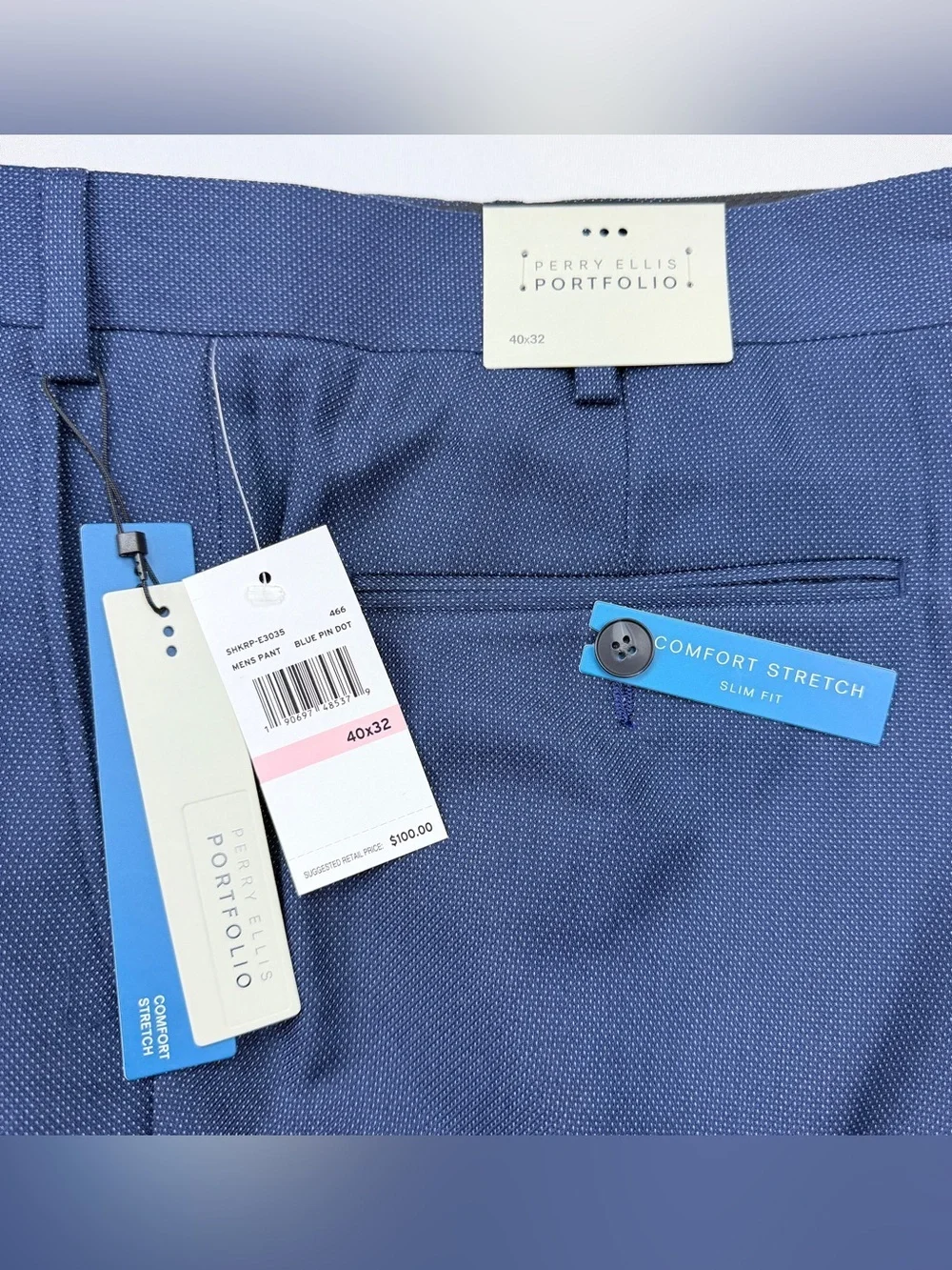 Perry Ellis Portfolio Men's Royal Blue Two-Button Suit, NWT